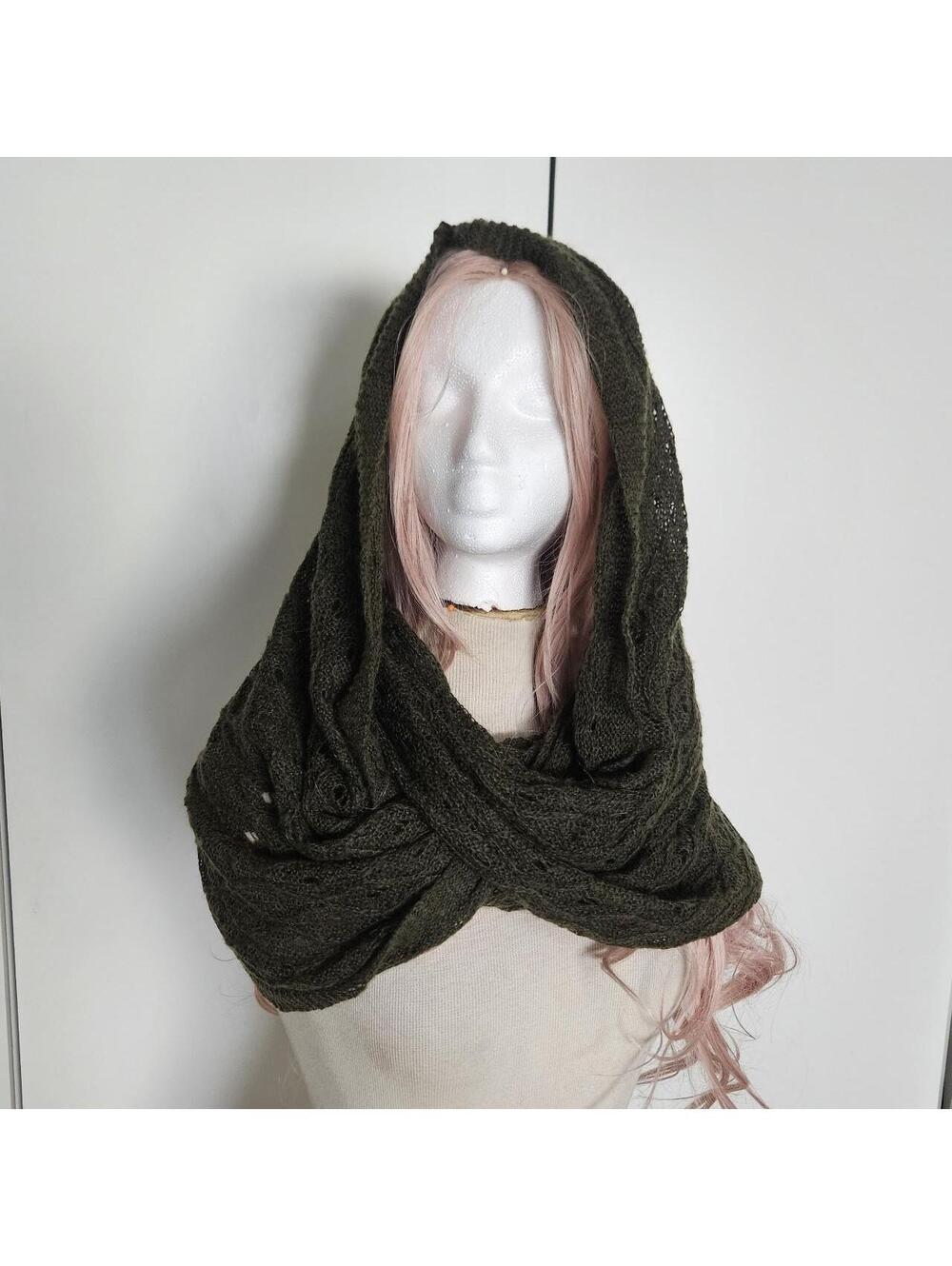 Olive green knit infinity scarf
